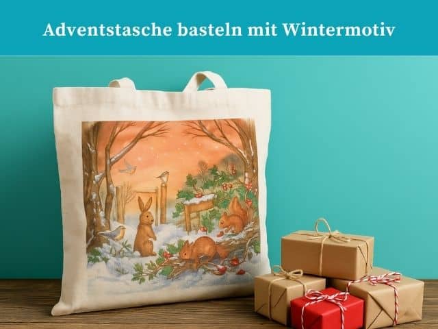 Adventstasche basteln mit Wintermotiv