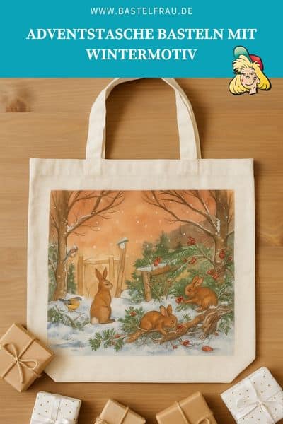 Adventstasche basteln mit Wintermotiv
