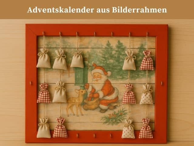 Adventskalender aus einem Bilderrahmen basteln