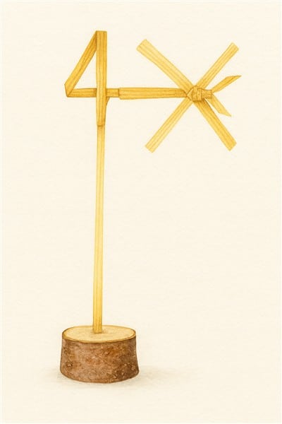 Windmühlen aus Naturmaterial - Stroh
