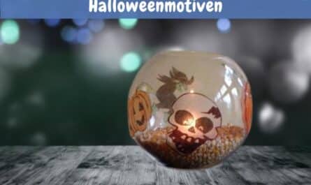 Windlicht mit Halloweenmotiven aus Servietten und Window Color