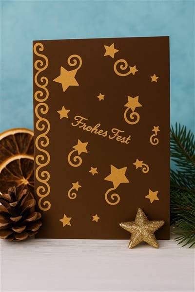 Weihnachtskarte mit Sternschnuppen – funkelnde Karte aus einfachen Punchies