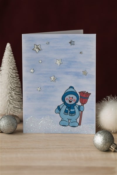 Winterkarte mit Rub-on-Transfer – eine besondere Karte mit feinen Effekten