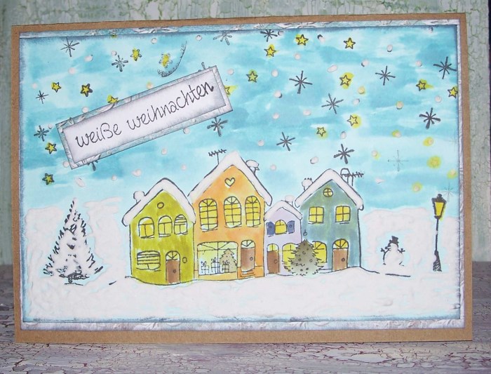 Weihnachtskarten stempeln – drei winterliche Motive mit Glitter & Schnee