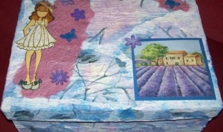 Geschenkbox aus Schuhkarton im Provence-Stil basteln