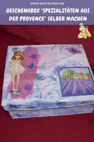 Geschenkbox aus Schuhkarton im Provence-Stil basteln