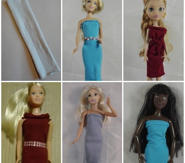 Barbiekleider ohne Nähen aus Haarbändern