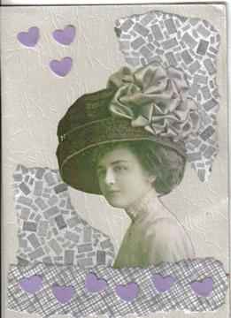 Vintage-Karte "Dame mit Hut"