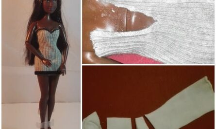 Barbiekleid ohne Nähen aus Babystrumpf