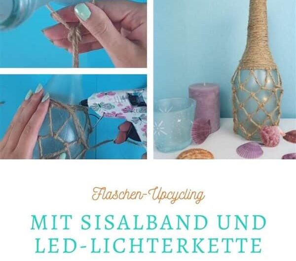 Maritime Wohndeko basteln: Flaschen-Upcycling mit Sisalband