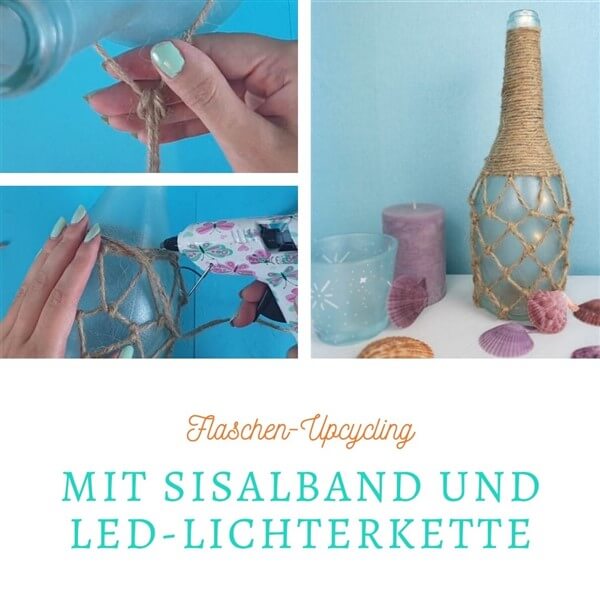 Flaschen-Upcycling mit Sisalband