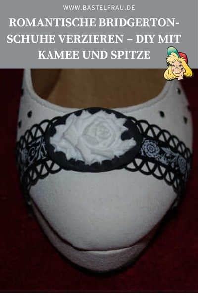 Romantische Bridgerton-Schuhe verzieren – DIY mit Kamee und Spitze