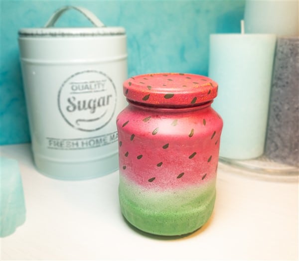 DIY Wassermelonenglas: Marmeladengläser Upcycling