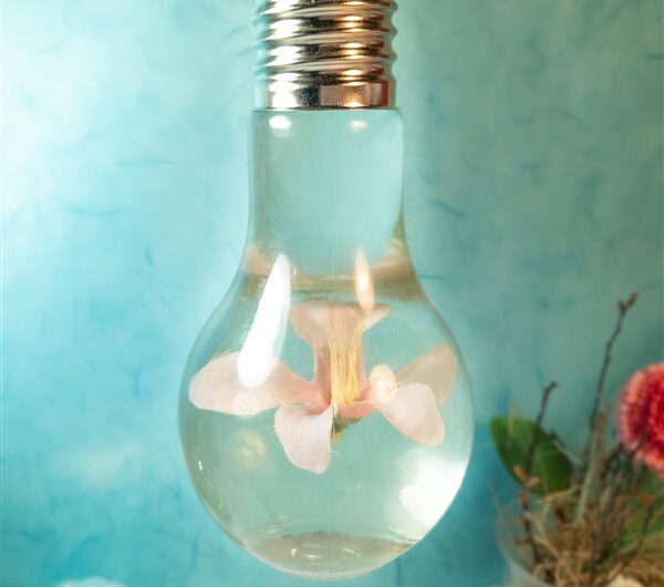 Deko-DIY: Glühbirne mit schwebender Blume