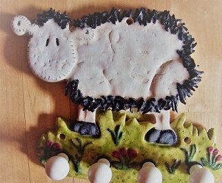 Schlüsselbrett aus Ton  ( Motiv: Sheepworld)