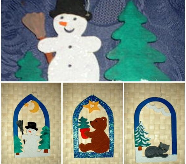 Weihnachtliche Fensterbilder aus Holz bemalen