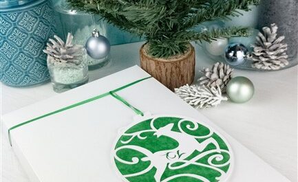 Geschenkverpackung mit Fensterbild-Geschenkanhänger basteln