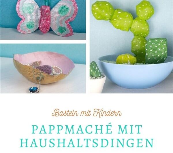 Pappmaché mit Haushaltsdingen