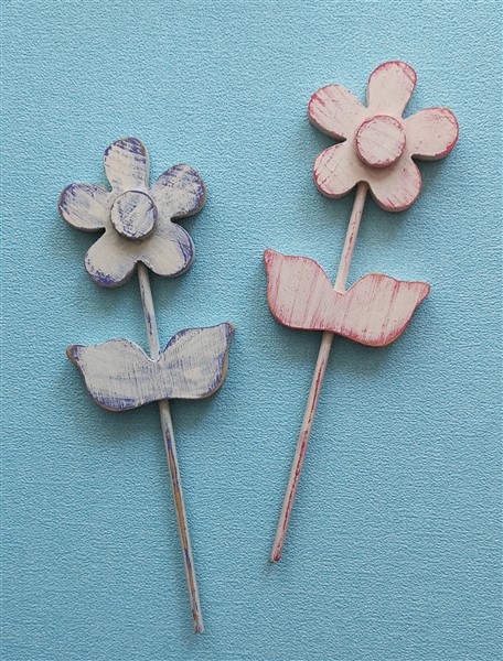 Holzblumen im Shabby Chic Stil