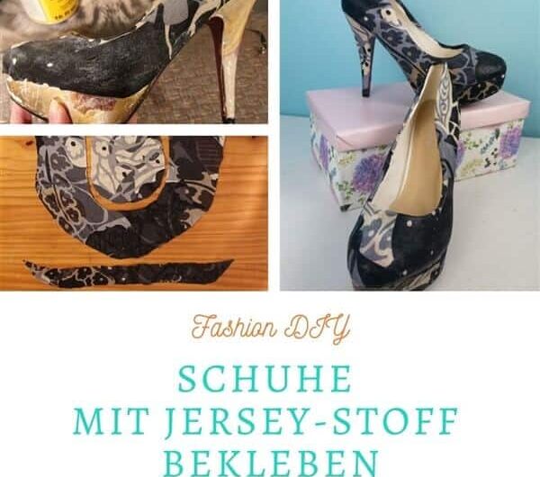Schuhe pimpen: High Heels mit Jersey bekleben