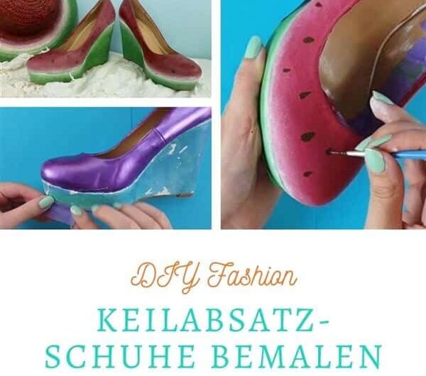 Keilabsatzschuhe bemalen im Wassermelonen Stil