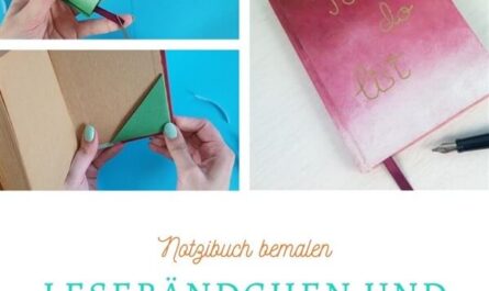 Notizbuch bemalen: Lesezeichen und Falttasche basteln