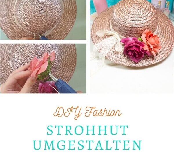 Sommerhut basteln: Strohhut umgestalten