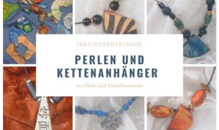 Holzperlen und Holzanhänger in Serviettentechnik