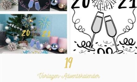 Kostenlose Malvorlage: Fensterbild für Silvester mit dem Kreidemarker
