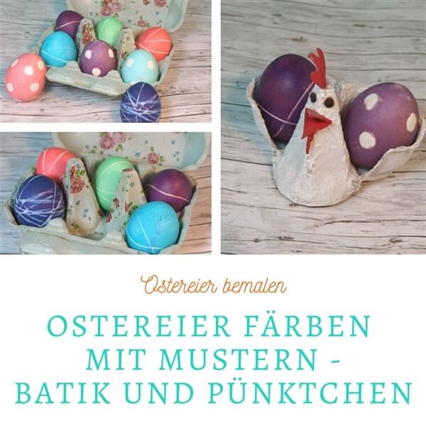 Ostereier färben mit Mustern: Ostereier mit Pünktchen, Ostereier im Batik design