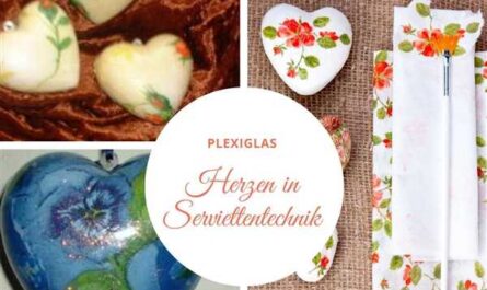 Herzen in Serviettentechnik - Kunststoffformen bekleben