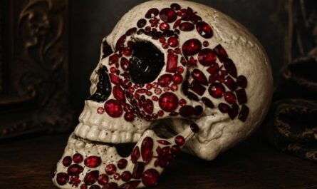 Deko-Totenkopf mit "Rubinen"