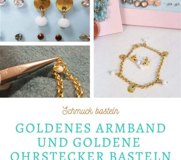 Goldenes Armband und goldene Ohrstecker basteln