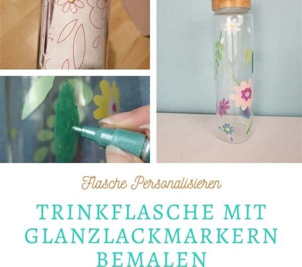 Trinkflasche mit Glanzlackmarker bemalen