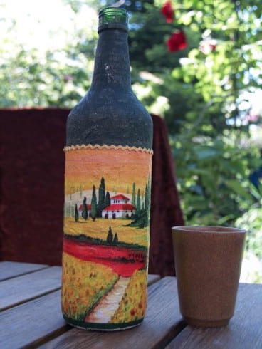 Upcycling - Flasche mit Toskana-Motiv