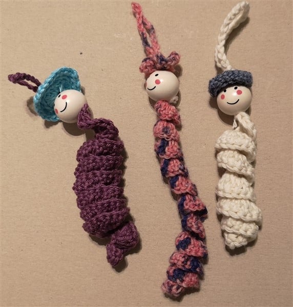 Kit Crochet Vers De Souci (Sorgenwürmchen) - 40 Têtes En Bois 20mm, 125g Fil, Crochet 3,5mm, Pour Débutants