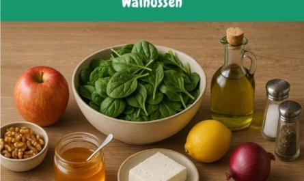 Frischer Spinatsalat mit Apfel und Walnüssen