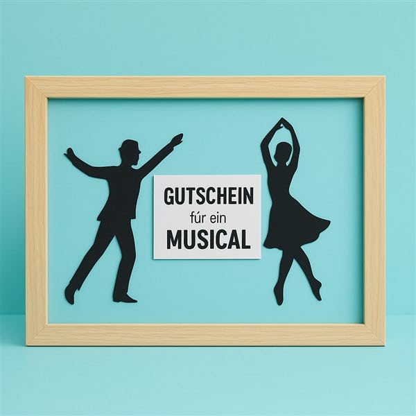 Geldgeschenke und Gutscheine für ein Musical:  Silhouetten im Bilderrahmen