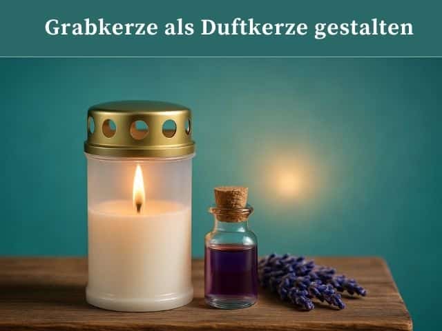 Grabkerze als Duftkerze mit Lavendelöl gestaltet.