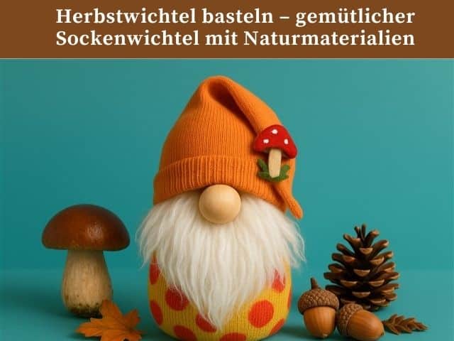 Herbstwichtel basteln – gemütlicher Sockenwichtel mit Naturmaterialien