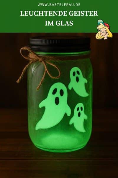 Halloween Glaslaterne - Glow-in-the-Dark-Glas: Zauberhafte Geisterlaterne für spooky Abende!