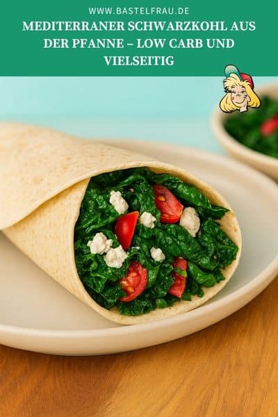 Rezeptidee Schwarzkohl mediterran mit Tomaten und Schafskäse.