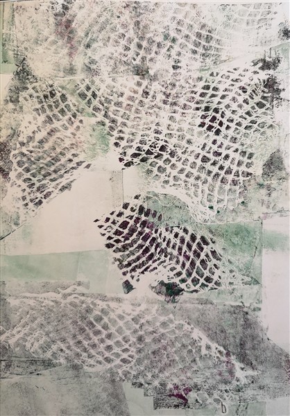 Gelliprint mit Zwiebelnetz