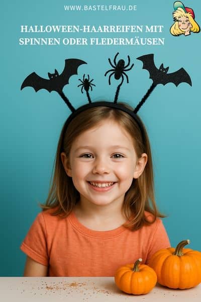 Halloween-Haarreifen selber machen – mit Spinnen oder Fledermäusen für ein schauriges Kostüm!