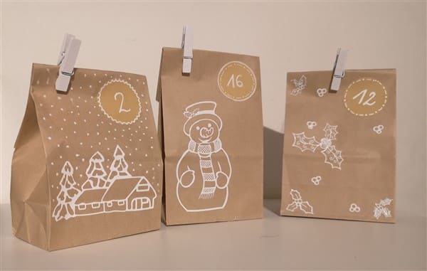 Adventskalender aus Papiertüten basteln