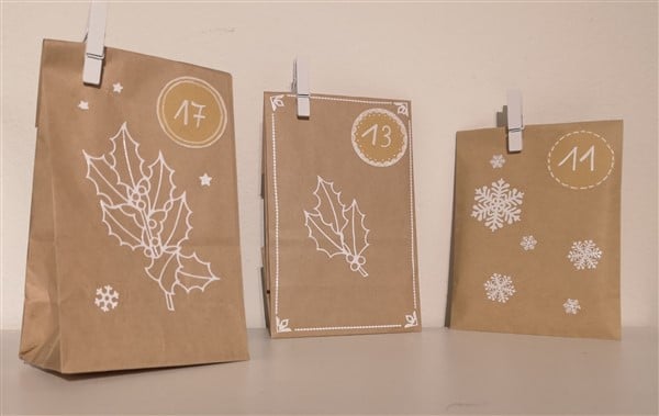 Adventskalender aus Papiertüten basteln