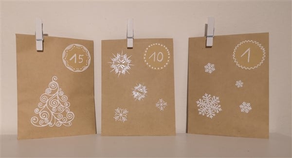 Adventskalender aus Papiertüten basteln