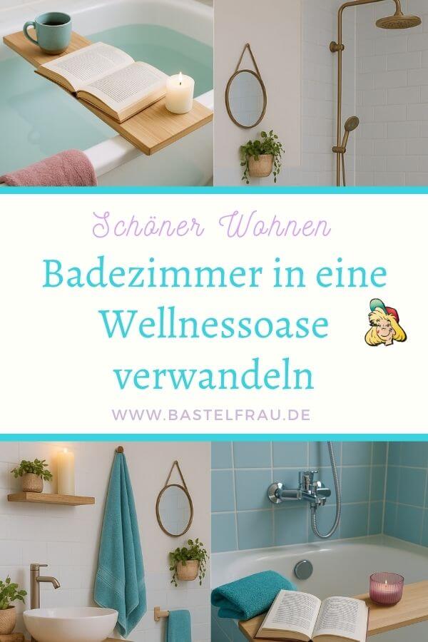 Badezimmer in Wellnessoase verwandeln Pinterestbild aus Bildercollage von Badezimmern