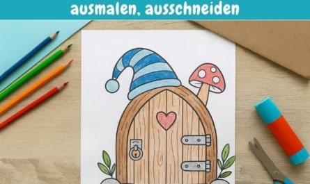 Wichteltür-Malvorlage – ausdrucken, ausmalen, ausschneiden