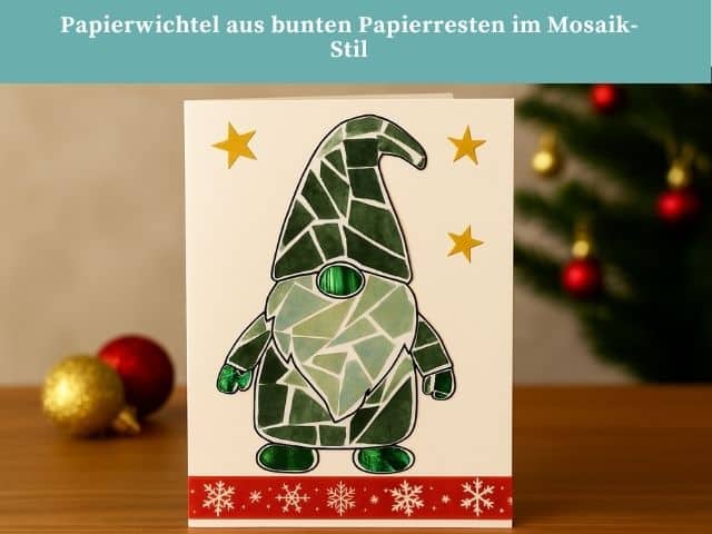 Papierwichtel aus bunten Papierresten im Mosaik-Stil